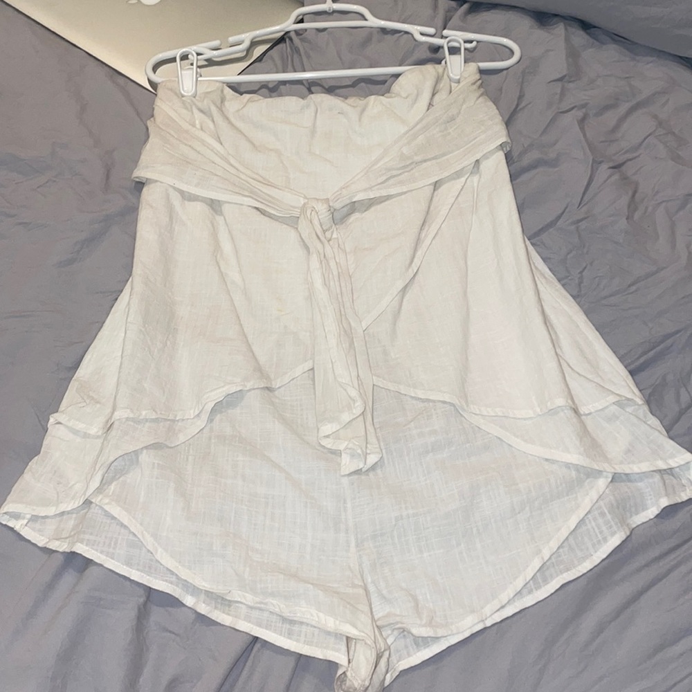 White strapless dress with shorts